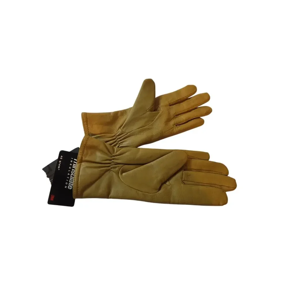 nwt 3M THINSULATE 40 GRAM Sz Medium 7.5 Camel Color Leather Driving Gloves